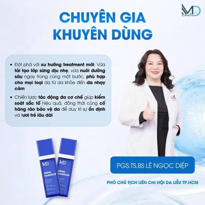 Sérum Mandéline phù hợp trong chăm sóc da hằng ngày cũng như hỗ trợ sau các liệu trình thẩm mỹ theo hướng dẫn của chuyên gia.